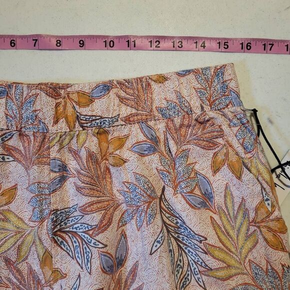 Nicole Miller Womens Floral Linen Wide Leg Pants Large Pink Boho Beachy Vaca NWT - Picture 6 of 7